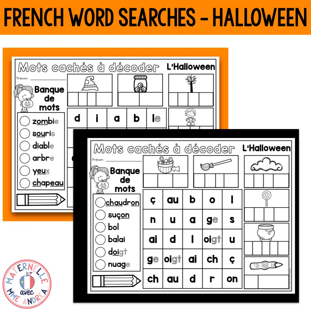 FRENCH Halloween Decoding Practice Word Searches | Mots cachés decodable pour l'Halloween — image 7