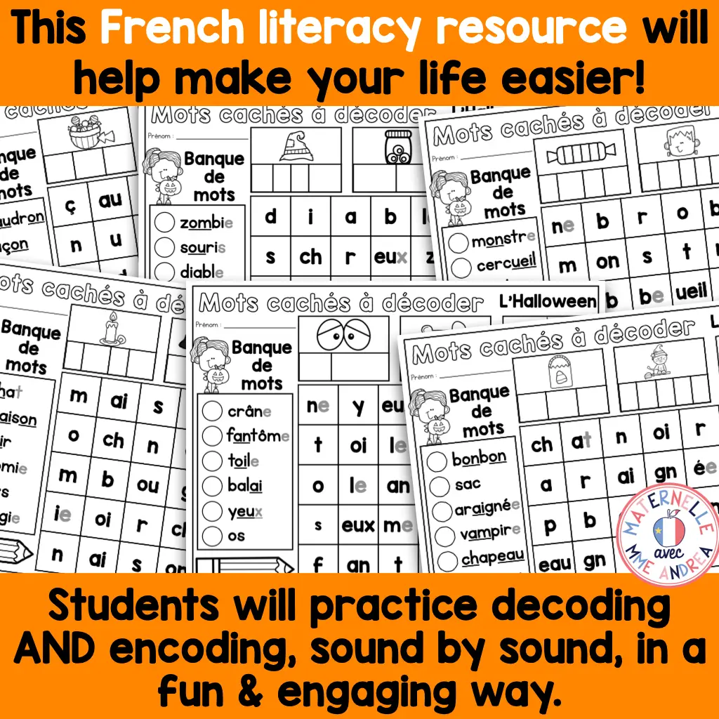 FRENCH Halloween Decoding Practice Word Searches | Mots cachés decodable pour l'Halloween — image 2