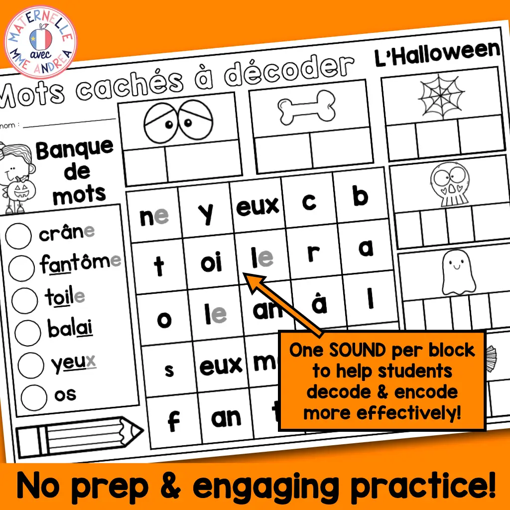 FRENCH Halloween Decoding Practice Word Searches | Mots cachés decodable pour l'Halloween — image 5