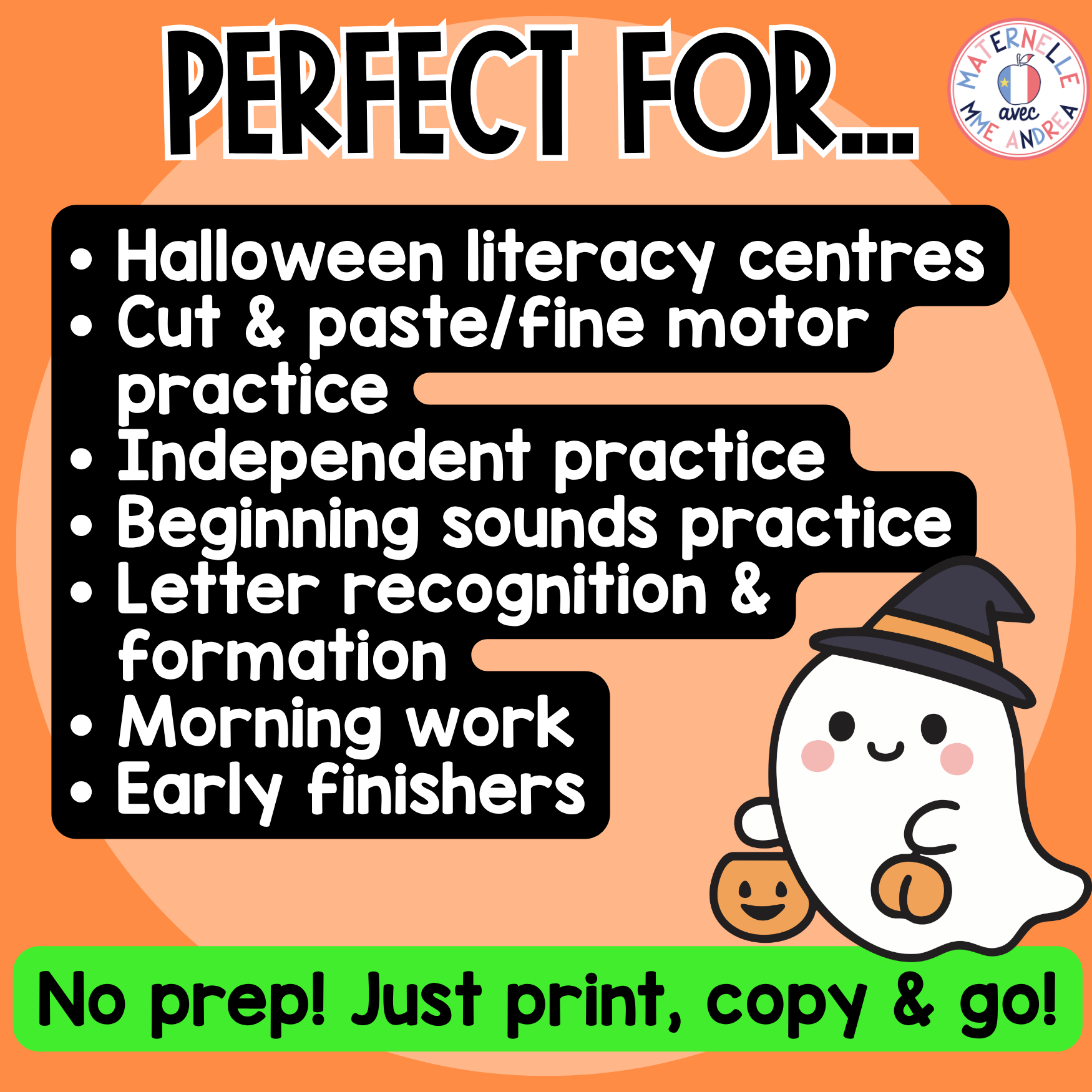 French Halloween Beginning Sounds Worksheets | La lettre initiale & le son initial | 24 No-Prep Worksheets — image 6