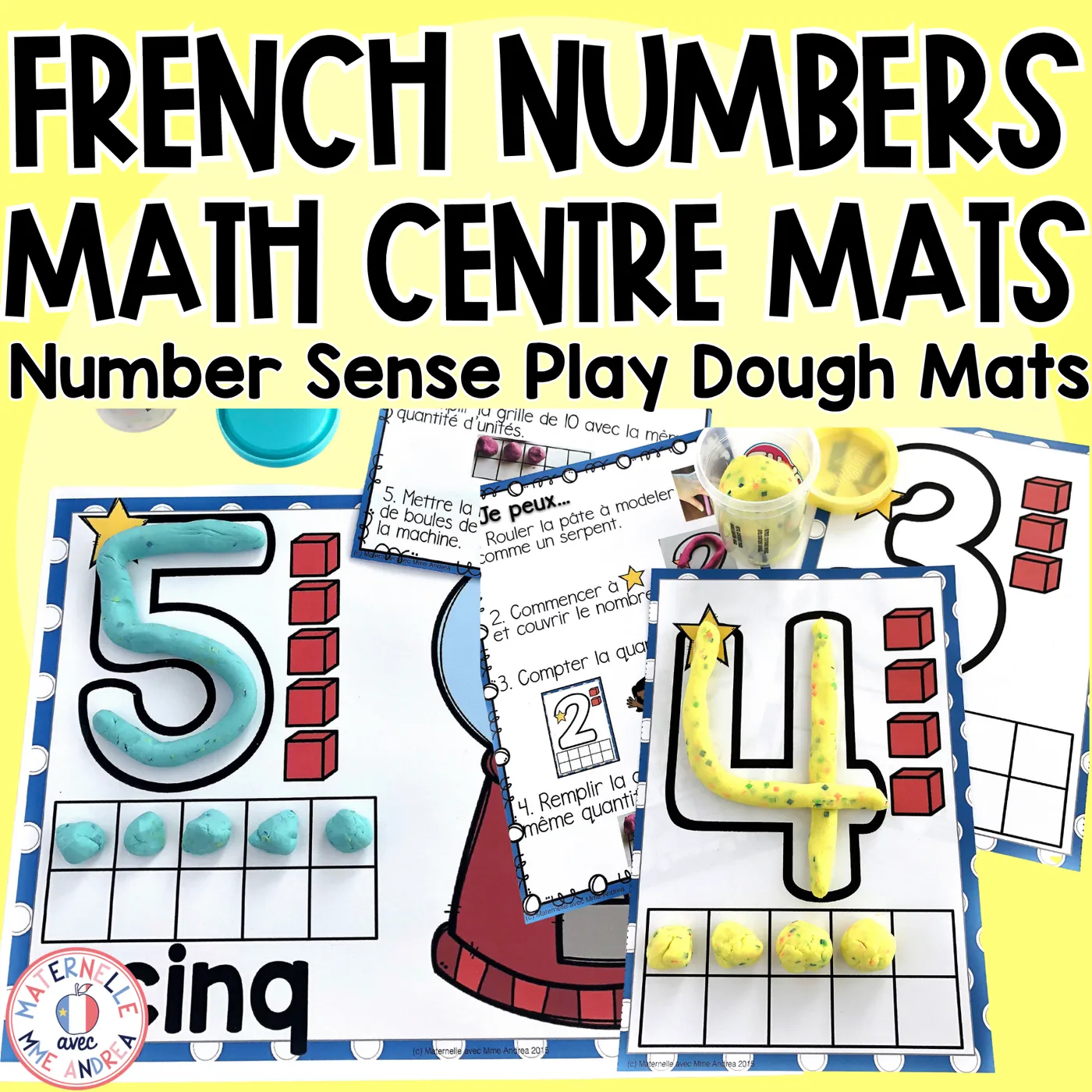 French Math: Playdoh Number Mats to 20 | Playdough Number Mats for Maternelle