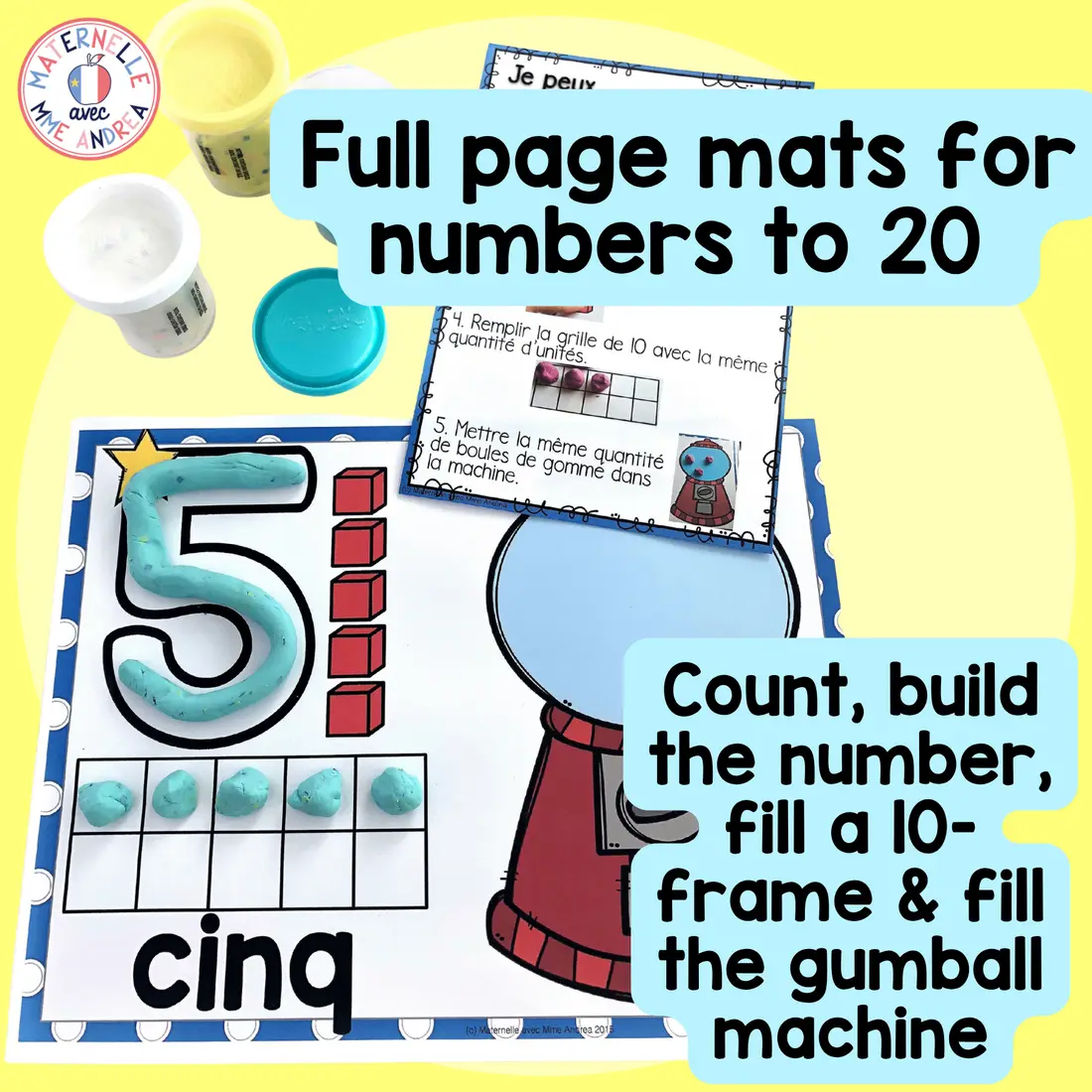 French Math: Playdoh Number Mats to 20 | Playdough Number Mats for Maternelle — image 4