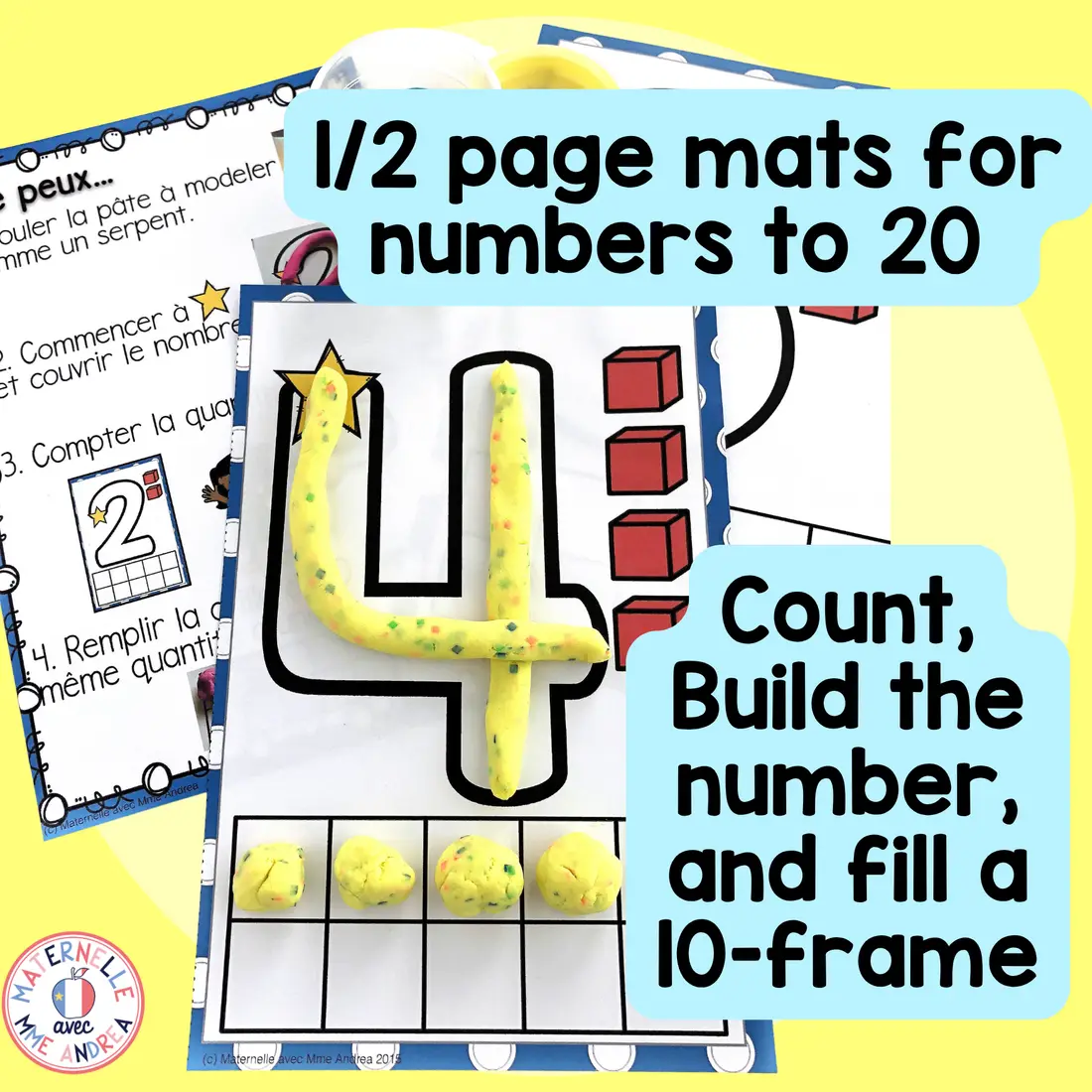 French Math: Playdoh Number Mats to 20 | Playdough Number Mats for Maternelle — image 3