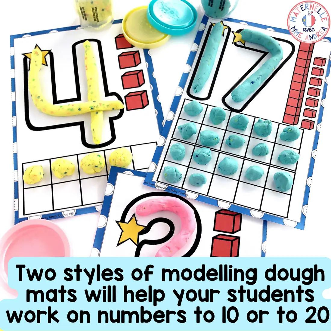 French Math: Playdoh Number Mats to 20 | Playdough Number Mats for Maternelle — image 2