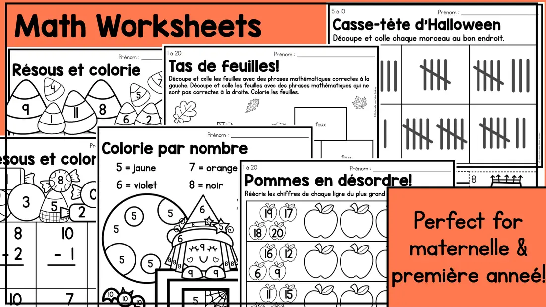 French Fall Halloween Activities & Worksheets | Maternelle Math & Literacy Pack — image 7