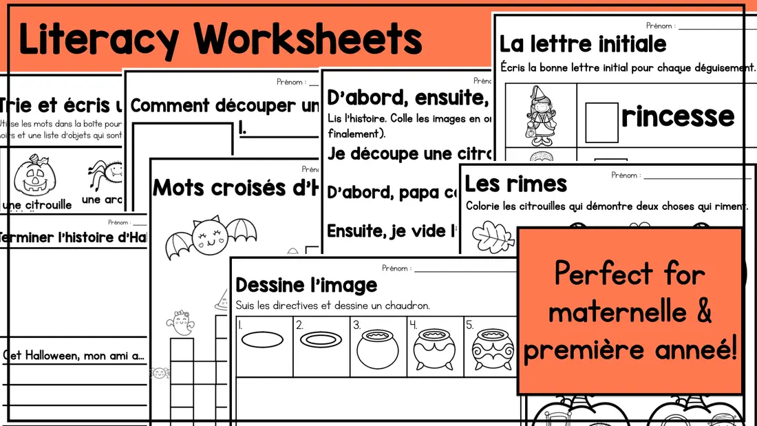 French Fall Halloween Activities & Worksheets | Maternelle Math & Literacy Pack — image 5
