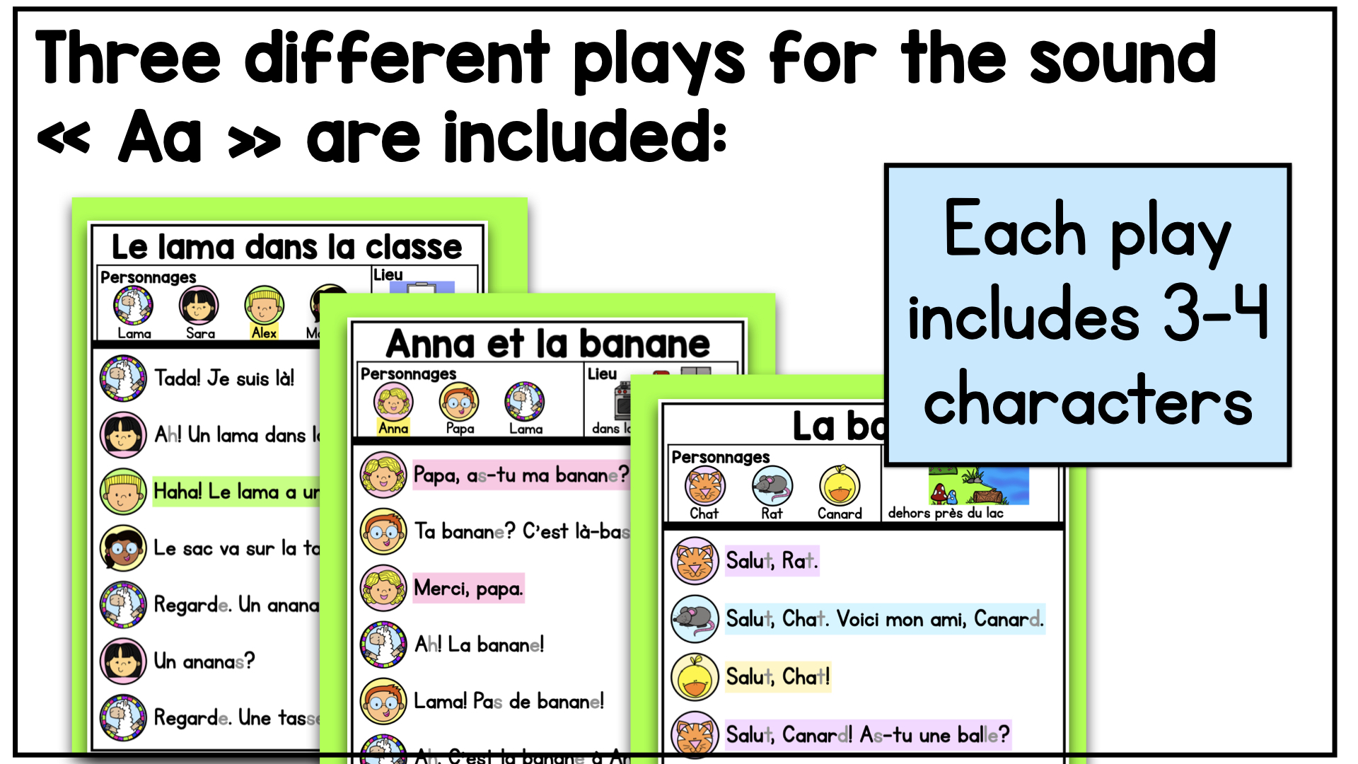 French Decodable Reader’s Theatre Scripts | Short Plays for Fluency - Aa Sound — image 4