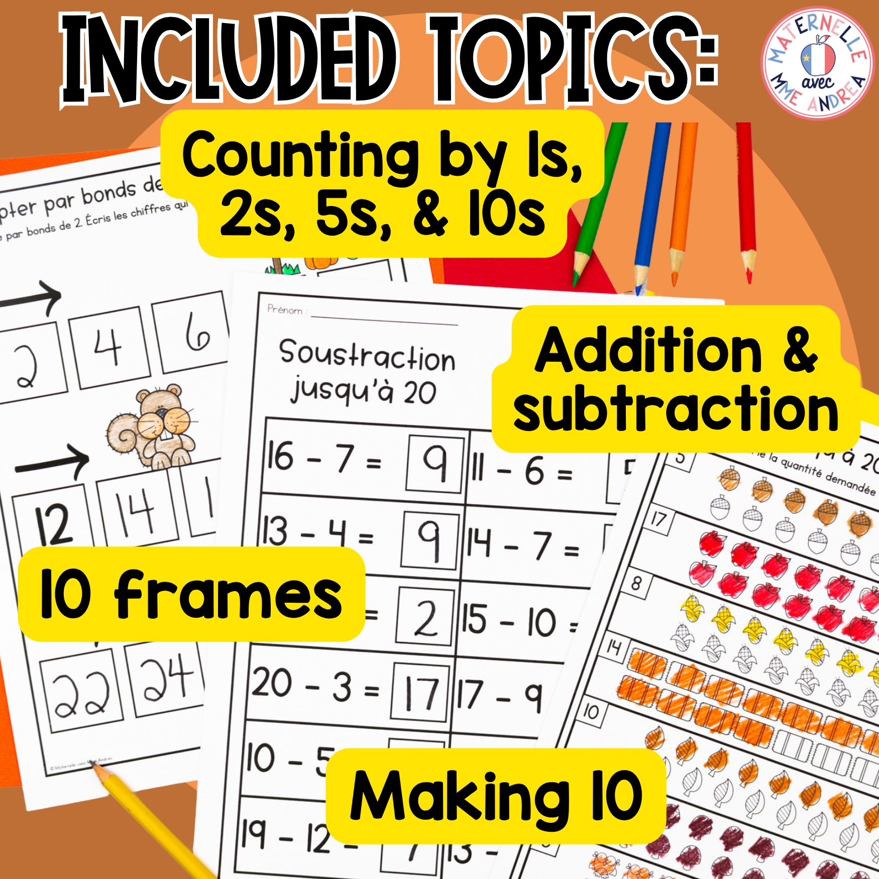 FRENCH First Grade No Prep Math Worksheets NOVEMBER Grade 1 / Première année — image 3