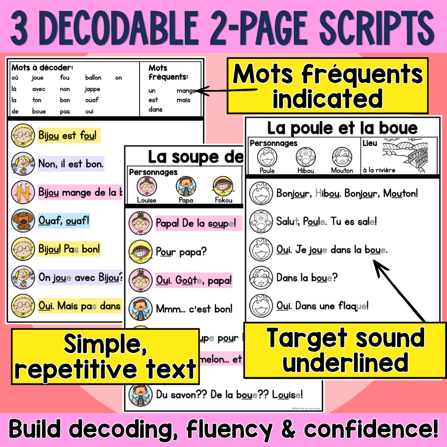 French Decodable Reader’s Theatre Scripts | Short Plays for Fluency - Le son OU — image 2