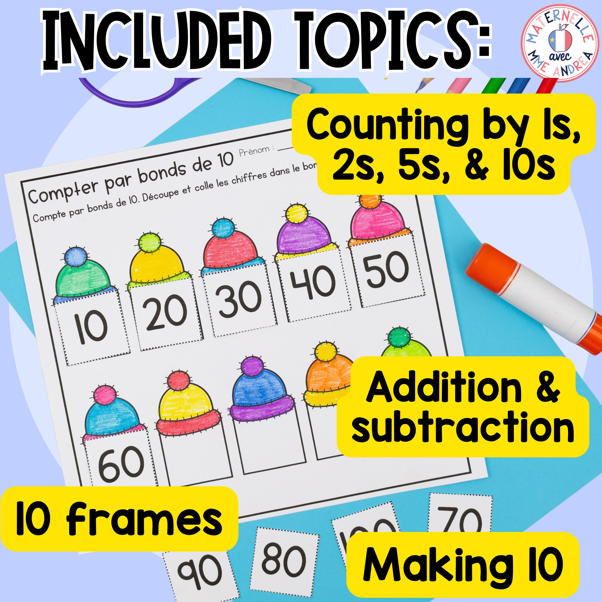 French Math Worksheets for January | First Grade No Prep Winter Math Activities — image 3