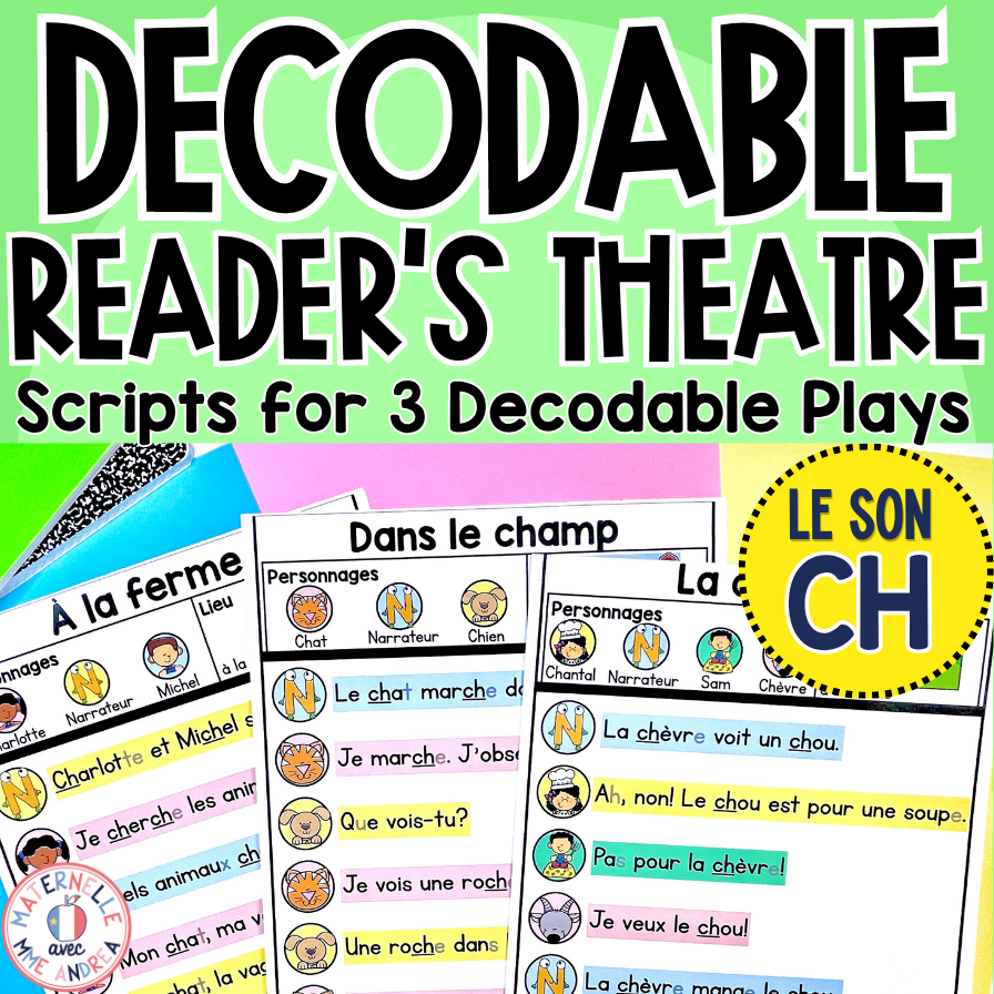 French Reader’s Theatre Scripts | Decodable Plays for CH | Phonics & Fluency