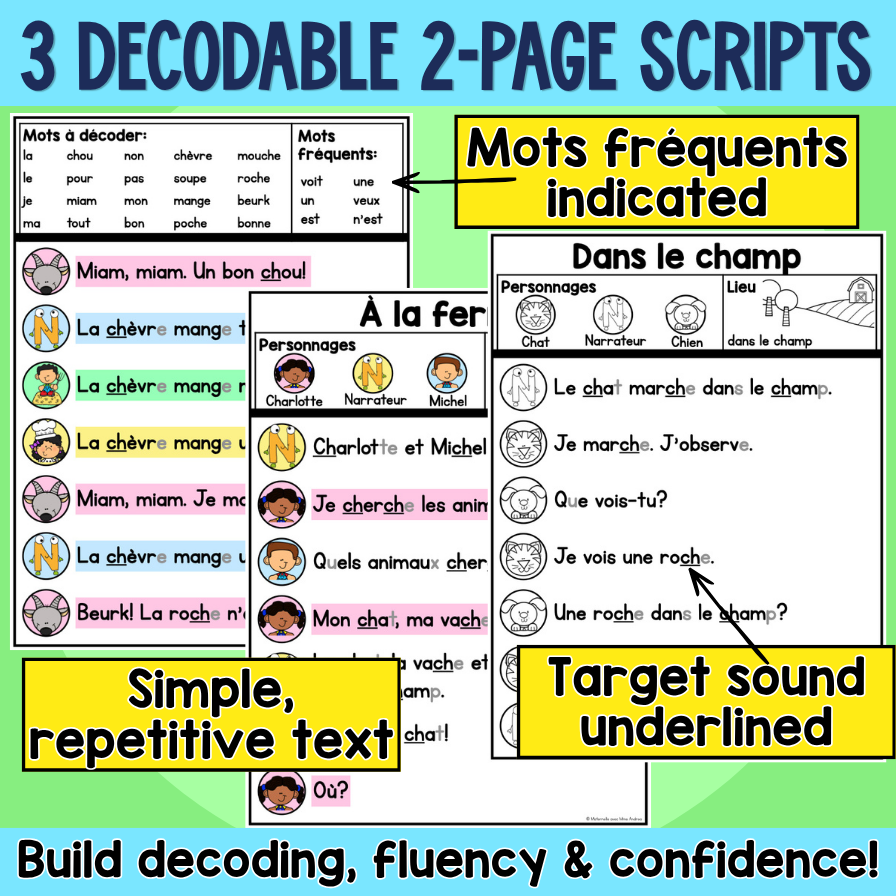 French Reader’s Theatre Scripts | Decodable Plays for CH | Phonics & Fluency — image 2