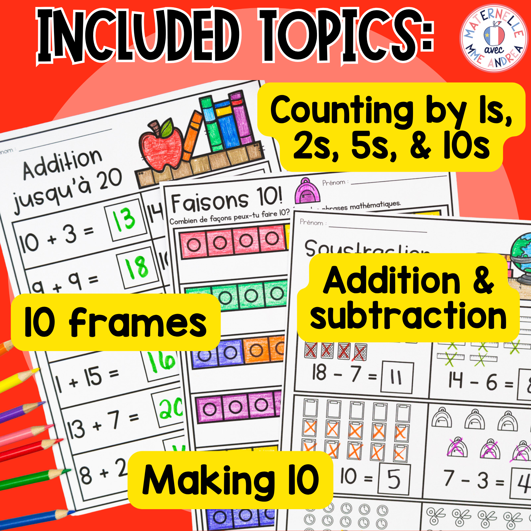 FRENCH First Grade No Prep Math Worksheets SEPTEMBER Grade 1 / Première année — image 3
