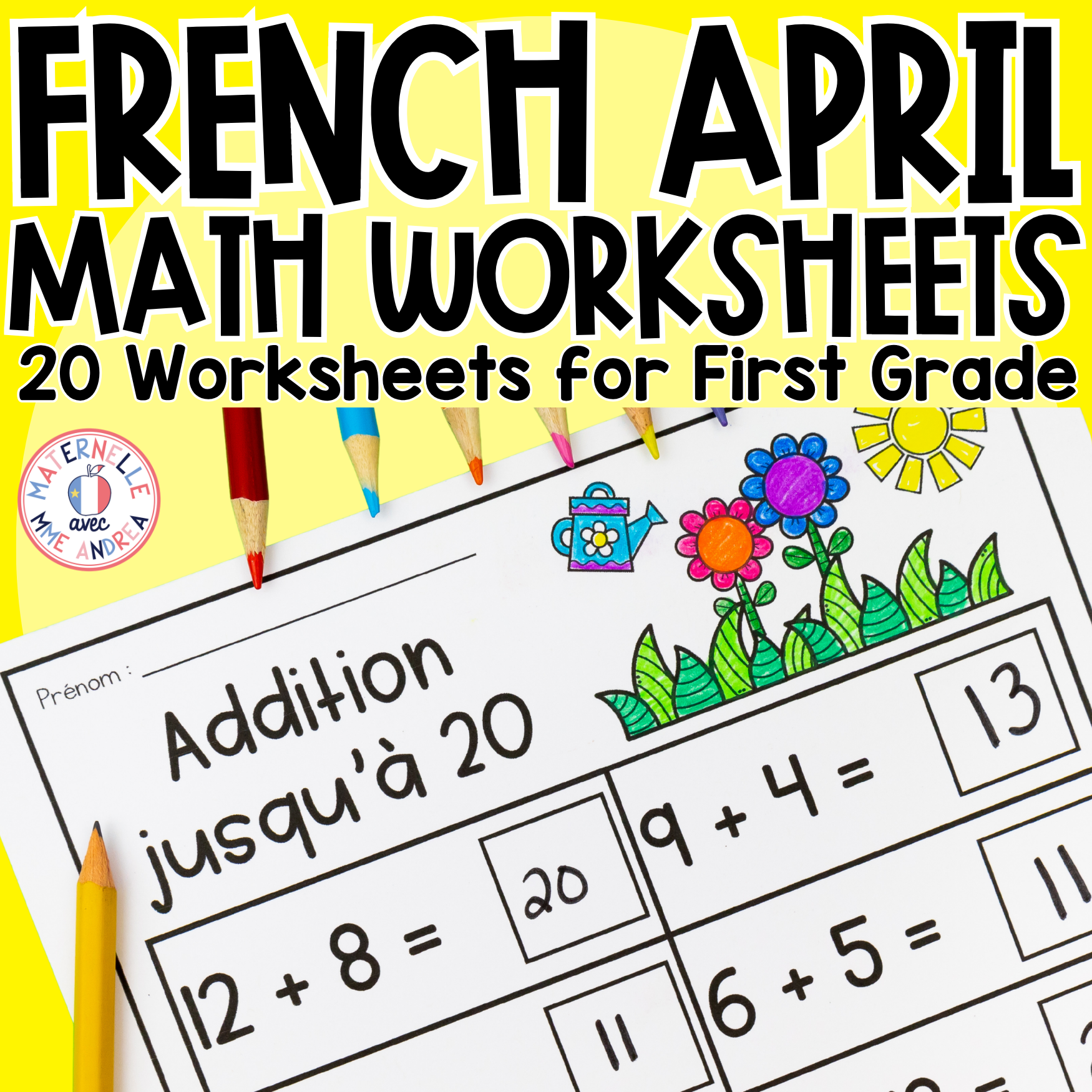 French Spring Worksheets | April Math Activities | 1st Grade Spring Math Sheets