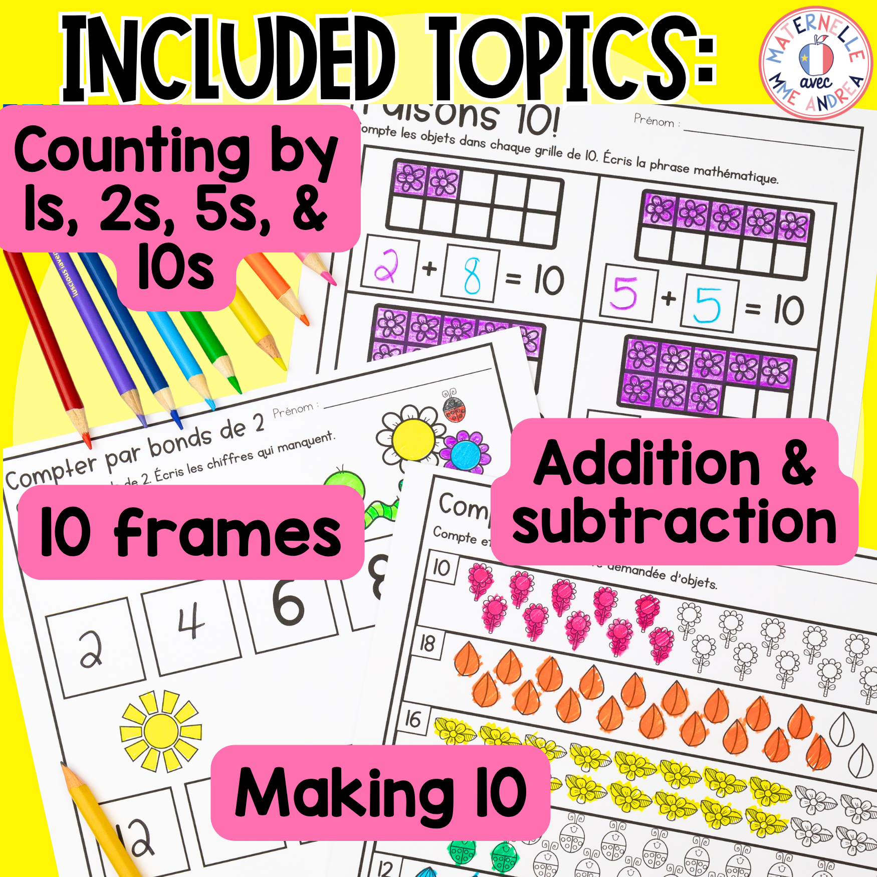 French Spring Worksheets | April Math Activities | 1st Grade Spring Math Sheets — image 3