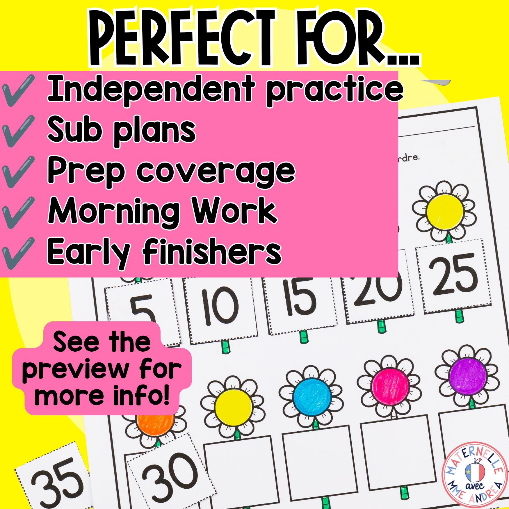 French Spring Worksheets | April Math Activities | 1st Grade Spring Math Sheets — image 4