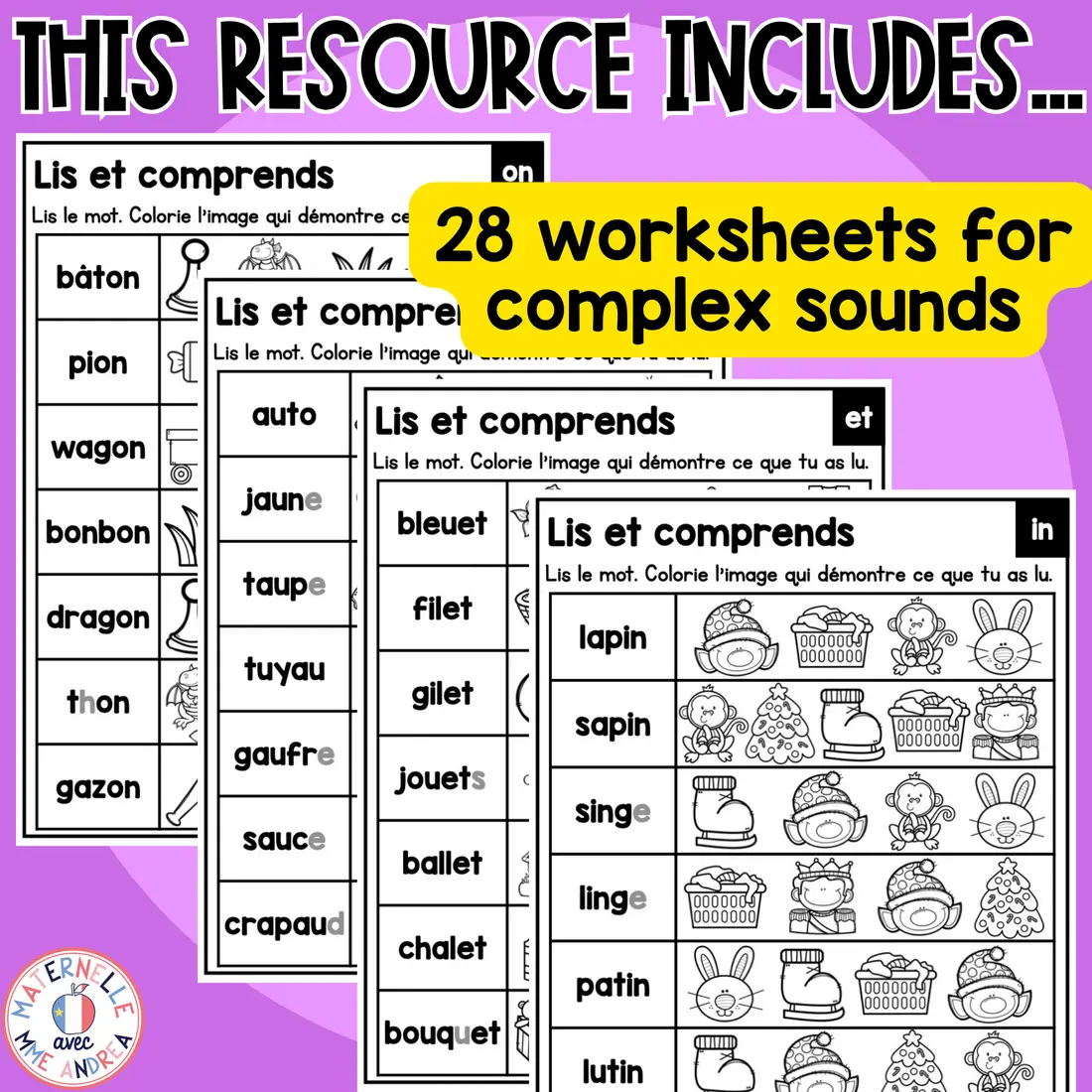 French Read and Colour Worksheets | Decoding by Sound | Vowels & Complex Sounds — image 3