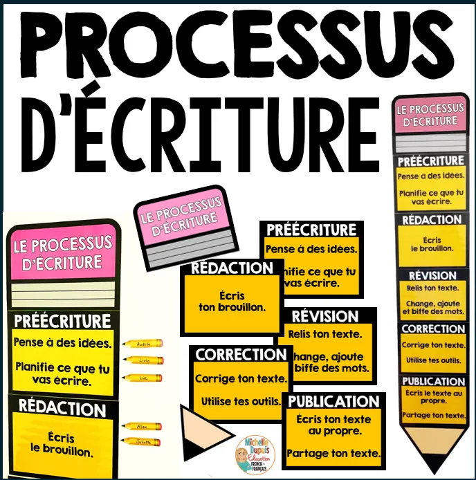 Processus d'écriture - Crayon géant - French Writing Process