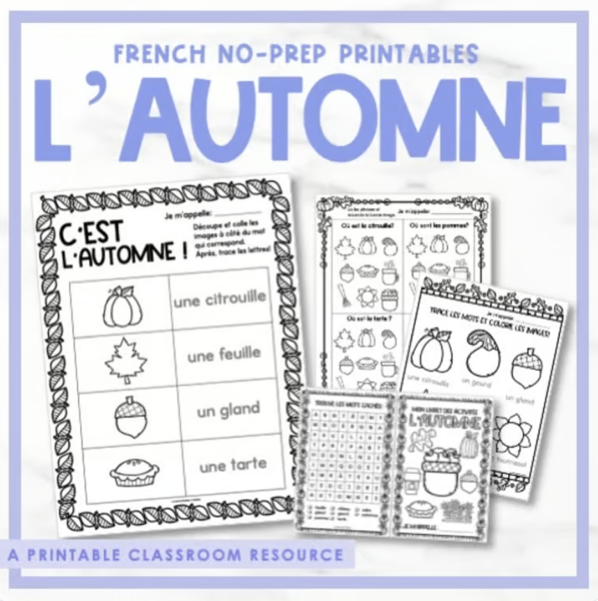 French Autumn Worksheets & Activity Booklet | l'automne — image 2