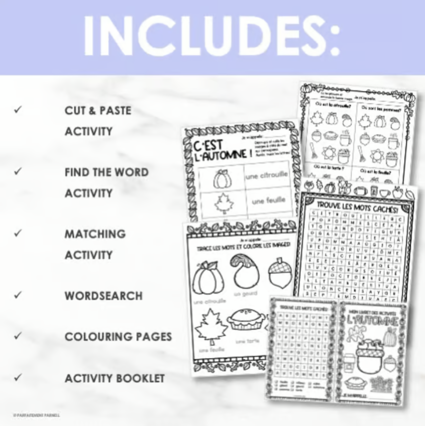 French Autumn Worksheets & Activity Booklet | l'automne — image 3