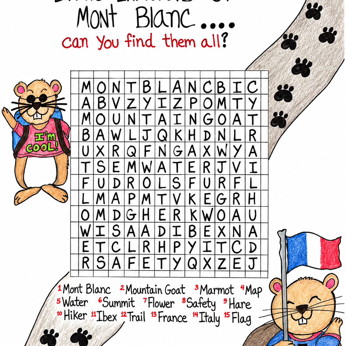 Mont Blanc Word Search 