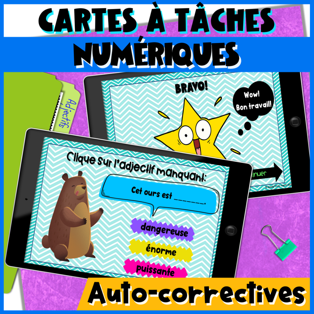 French Adjectives – Gender & Number Agreement | Worksheets, Google Slides & Task Cards — image 4