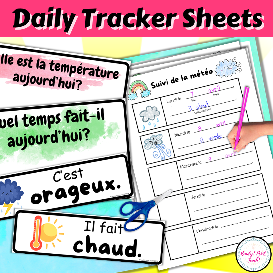 French Weather Morning routine Discussion Calendar Temperature Bulletin Board — image 2