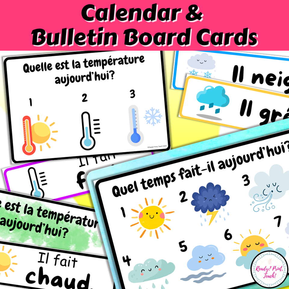 French Weather Morning routine Discussion Calendar Temperature Bulletin Board — image 3