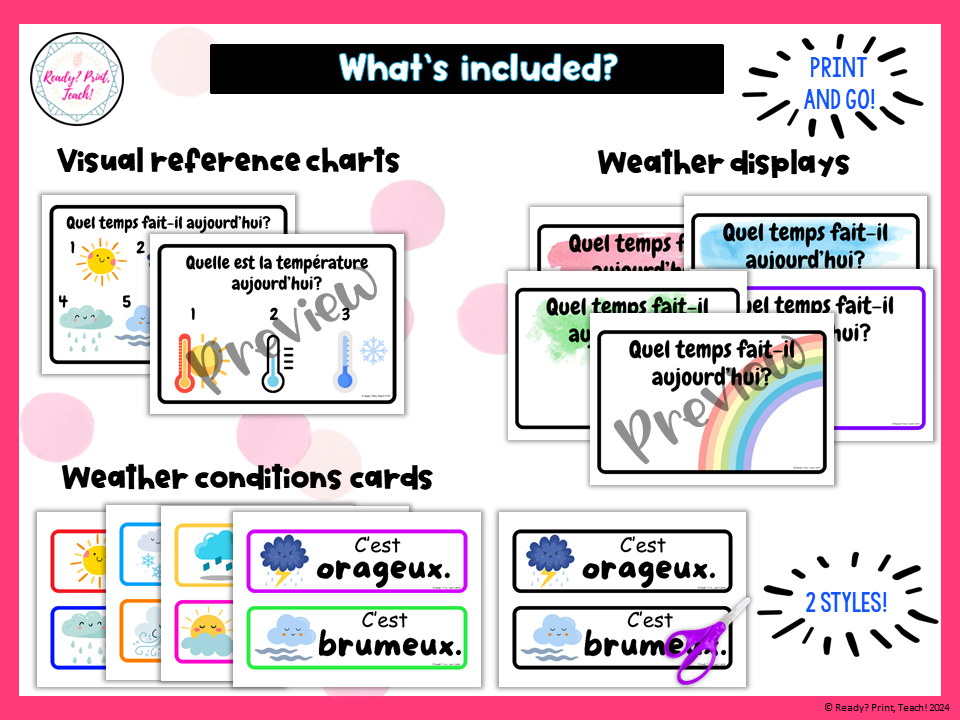 French Weather Morning routine Discussion Calendar Temperature Bulletin Board — image 6