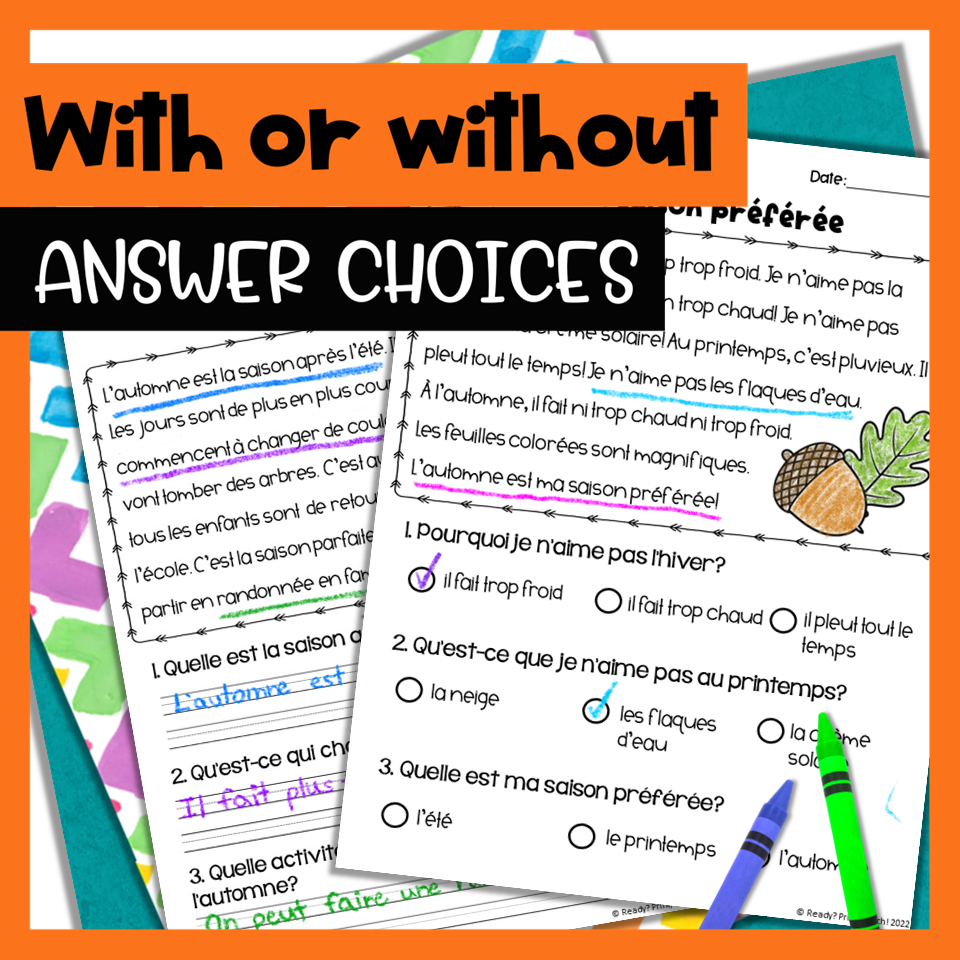 French differentiated reading passages AUTUMN — image 5