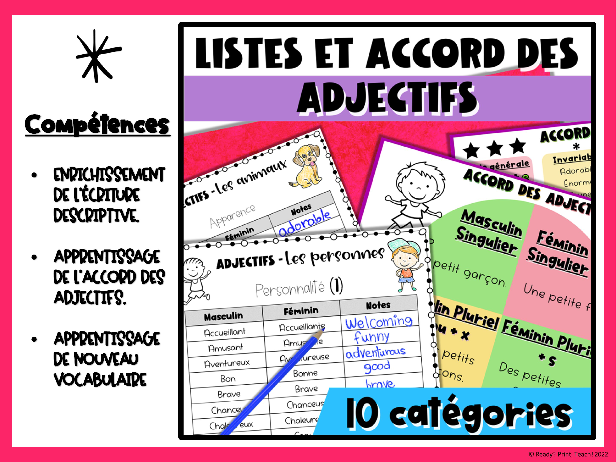 Lists of French Adjectives – Gender & Number Agreement | French Grammar — image 5