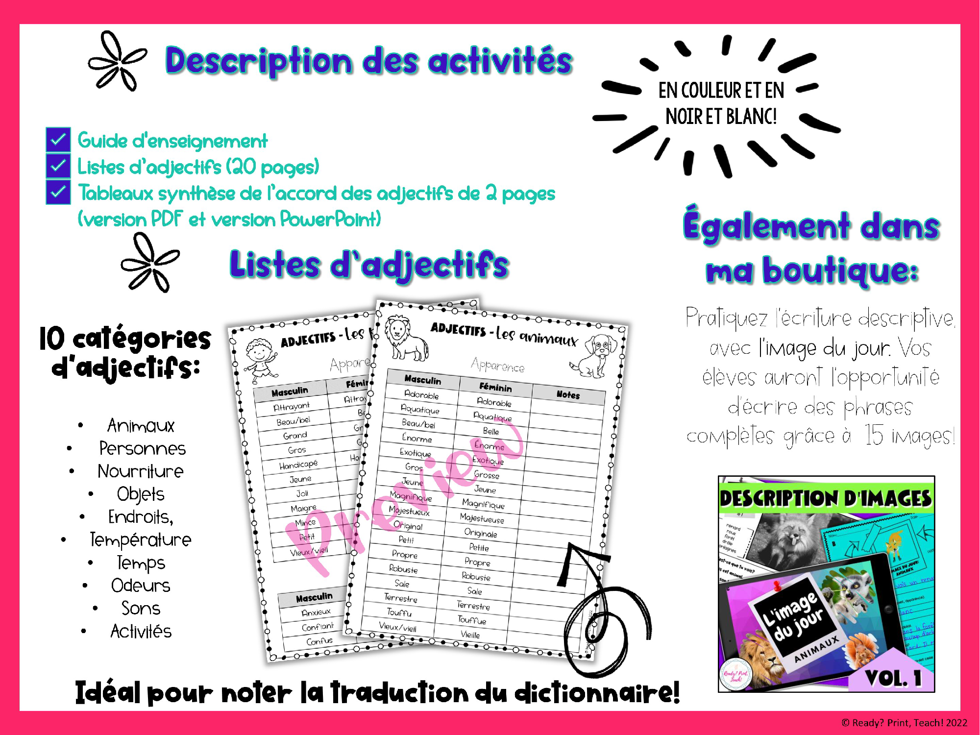 Lists of French Adjectives – Gender & Number Agreement | French Grammar — image 6