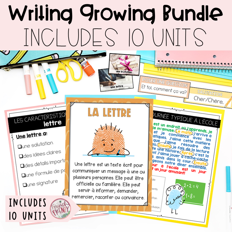 French Writing Forms Bundle - Includes 10 Writing Forms Units (L'écriture)