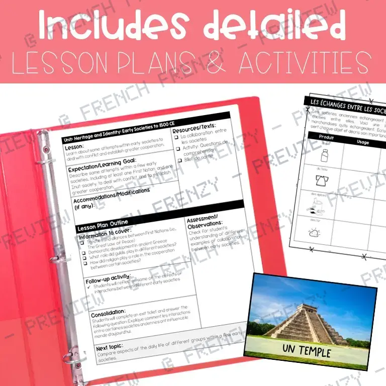 French Grade 4 Ontario Social Studies - Early Societies and Ancient Civilizations Unit — image 2