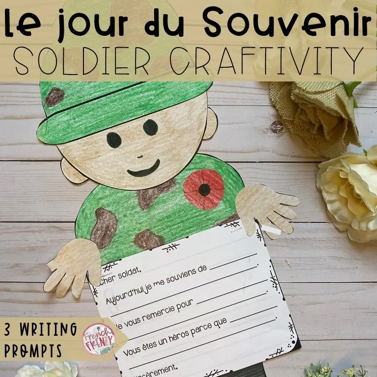 French and English Remembrance Day Soldier Craftivity (Le jour du Souvenir)