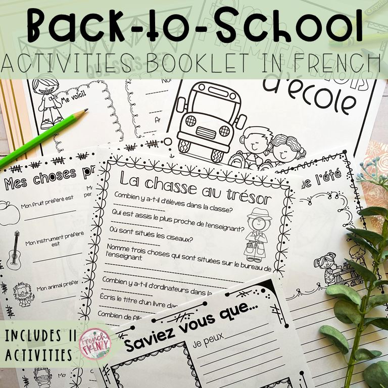 French Back-to-School Activities Booklet (Activités pour la rentrée scolaire)