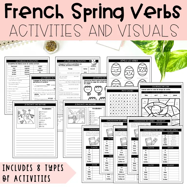 French Spring Verbs Activities and Vocabulary with Visuals - French Grammar - Le printemps — image 2