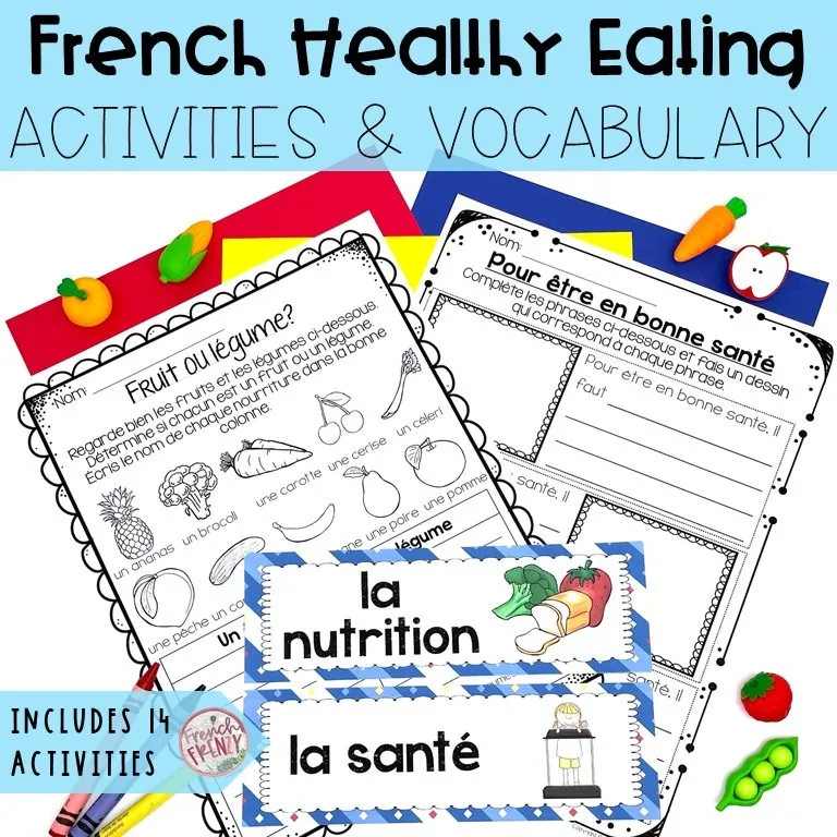 French Healthy Eating Unit - Activities and Vocabulary (La santé et l'alimentation)
