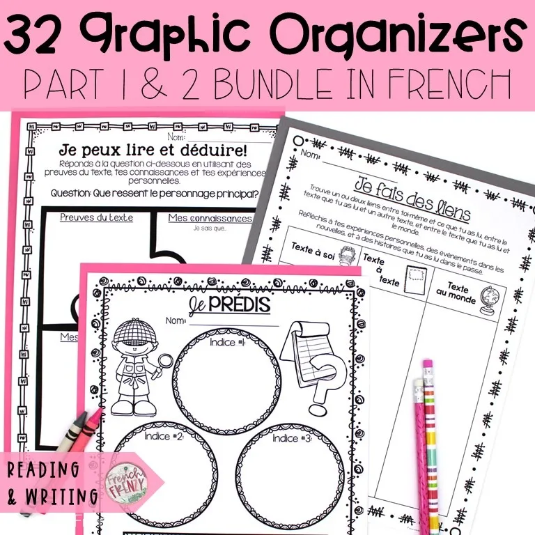 32 French Graphic Organizers for Reading and Writing (Bundle)