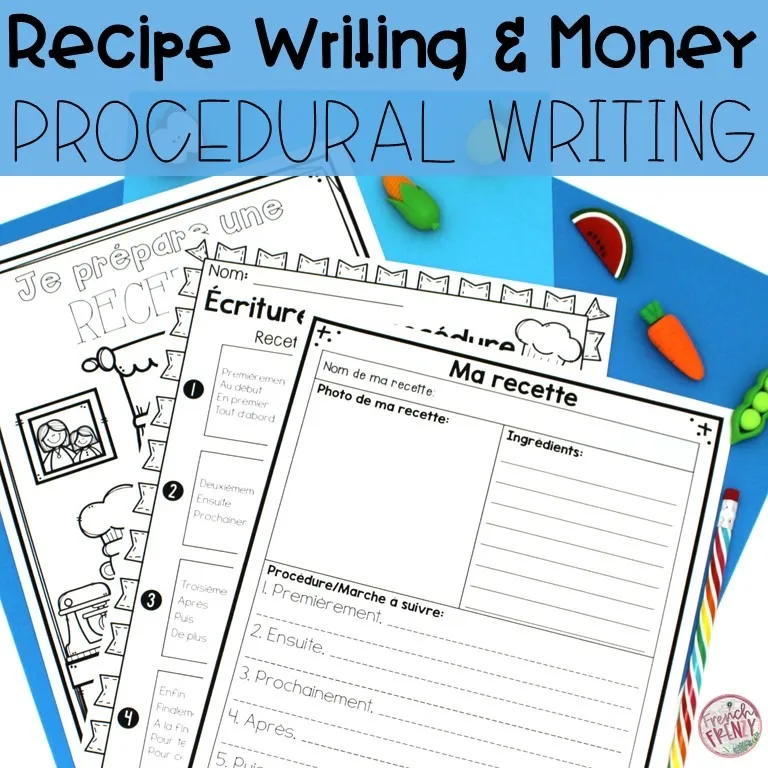 French Procedural Recipe Writing Activity - Financial Literacy - Money