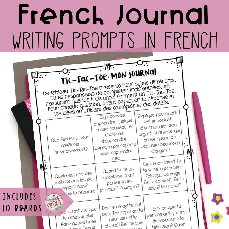 French Journal Writing Ideas - Includes 90 Writing Prompts (Mon journal quotidien)