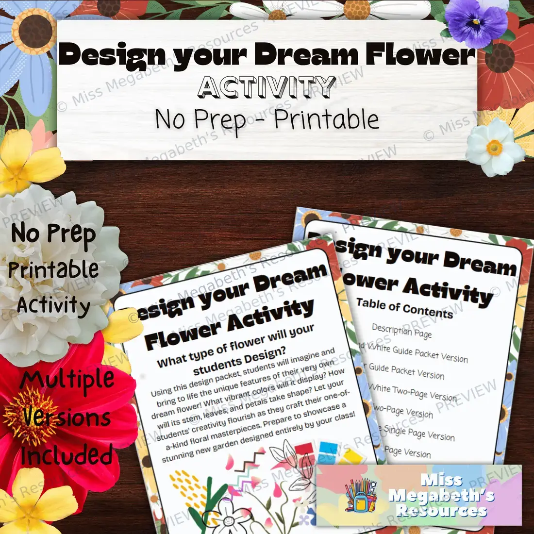 Design your Dream Flower Activity - Printable | Multiple Versions, B&W and Color Copies, etc — image 2