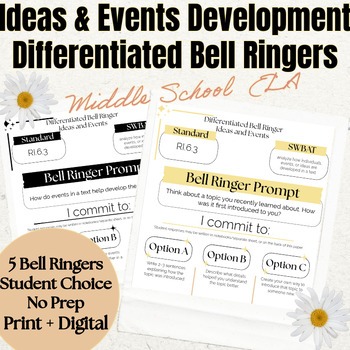 Ideas and Events Differentiated Bell Ringers | RI.6.3 | Middle School ELA