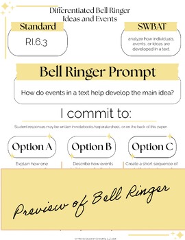Ideas and Events Differentiated Bell Ringers | RI.6.3 | Middle School ELA — image 2