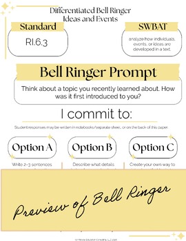 Ideas and Events Differentiated Bell Ringers | RI.6.3 | Middle School ELA — image 3