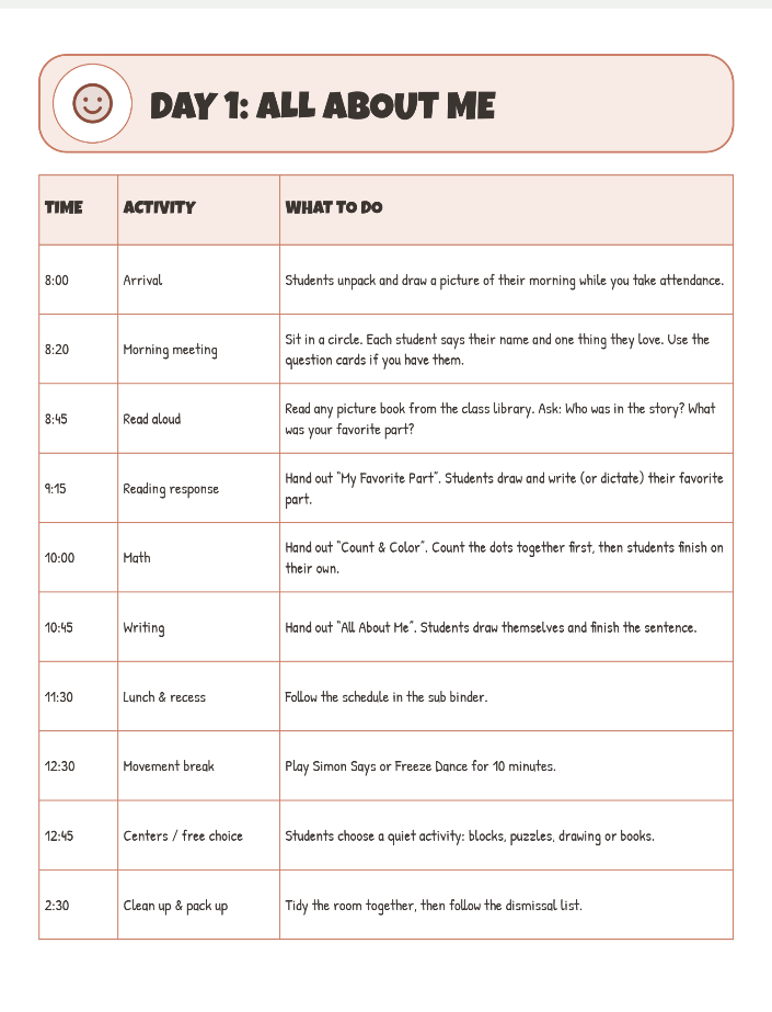 Emergency Sub Plans Editable — image 3