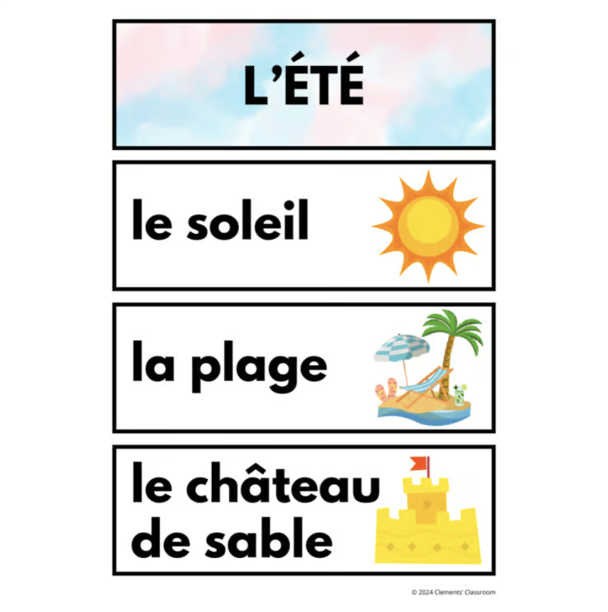 L'été - French Summer Vocabulary, Word Wall & Loto / Bingo — image 3