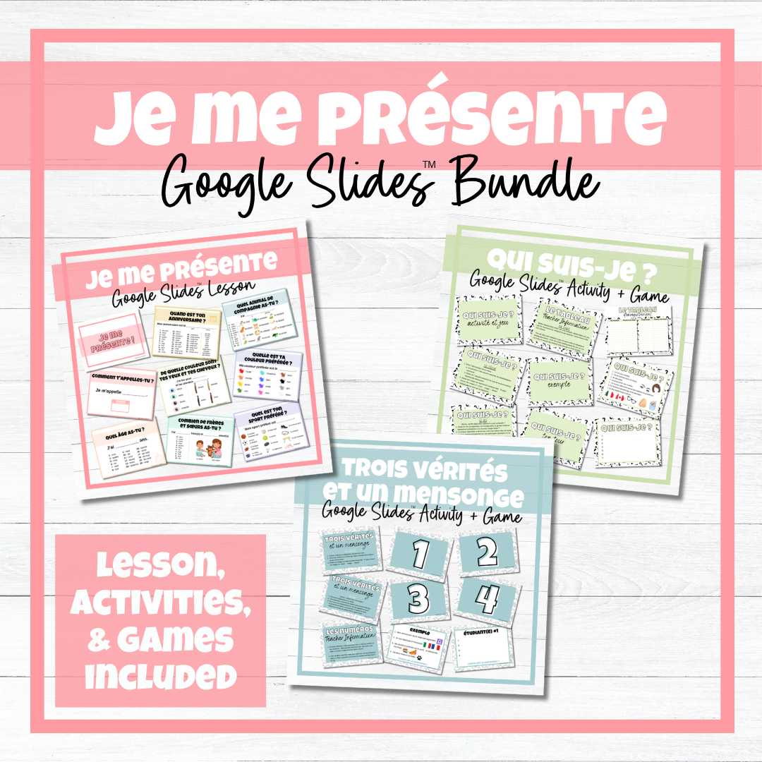 Je me présente - French All About Me - Google Slides™ Lesson & Activities BUNDLE!