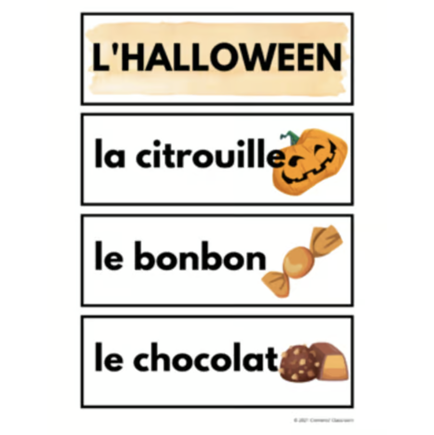 Halloween - French Vocabulary Activity, Word Wall & Loto/Bingo — image 3
