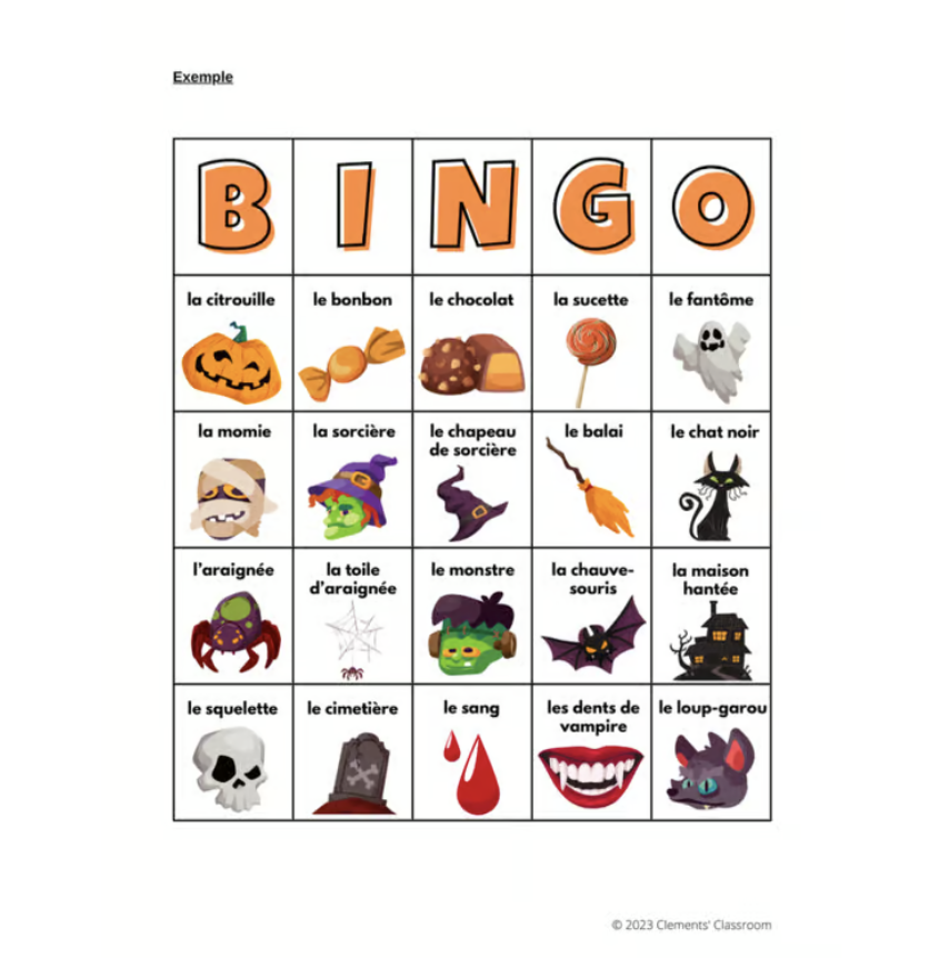 Halloween - French Vocabulary Activity, Word Wall & Loto/Bingo — image 4